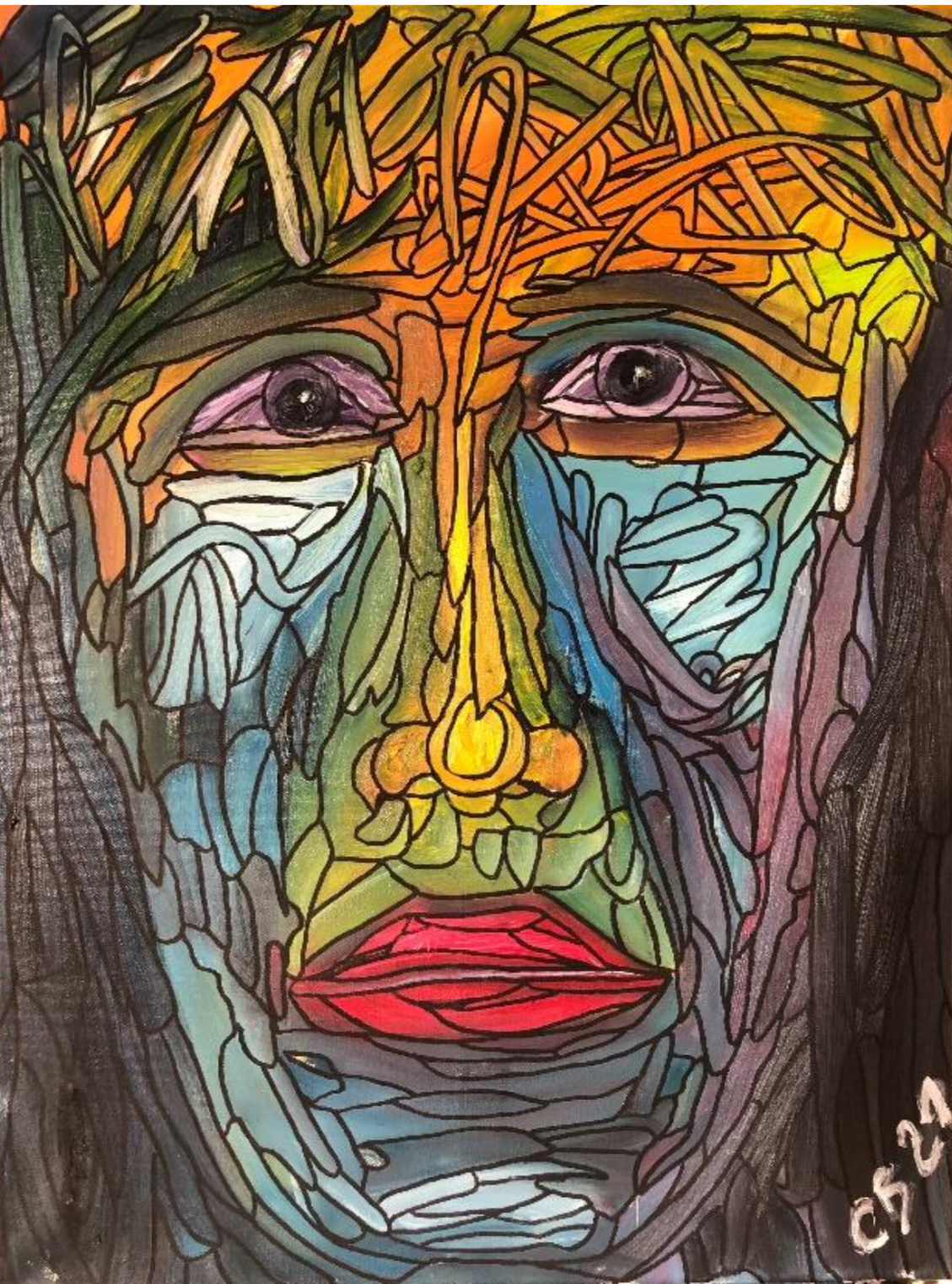 Abstract painting with vibrant colors